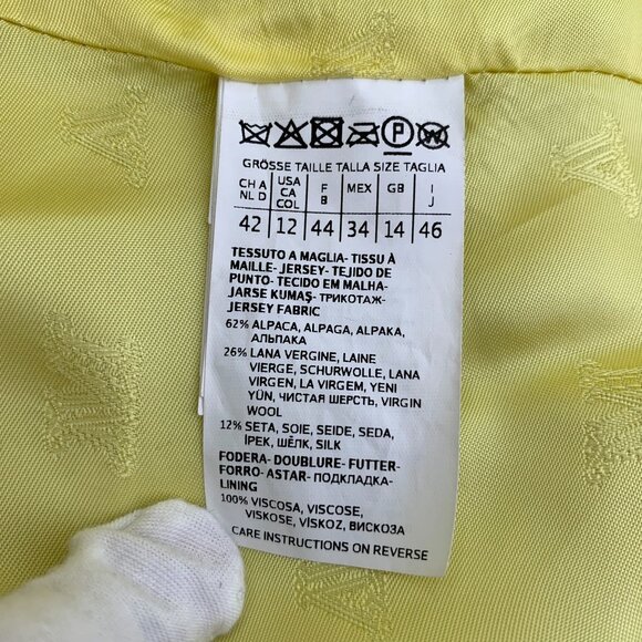 Max Mara Yellow Teddy Wool-Blend Double-Breasted Coat With Pockets Womens Outerw - Picture 8 of 8